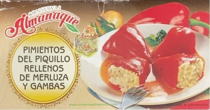 Pimientos de piquillo rellenos de merluza y gambas