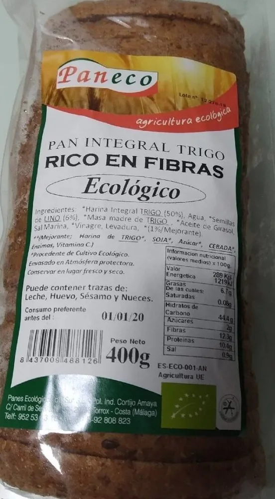 Pan integral trigo Rico en fibras