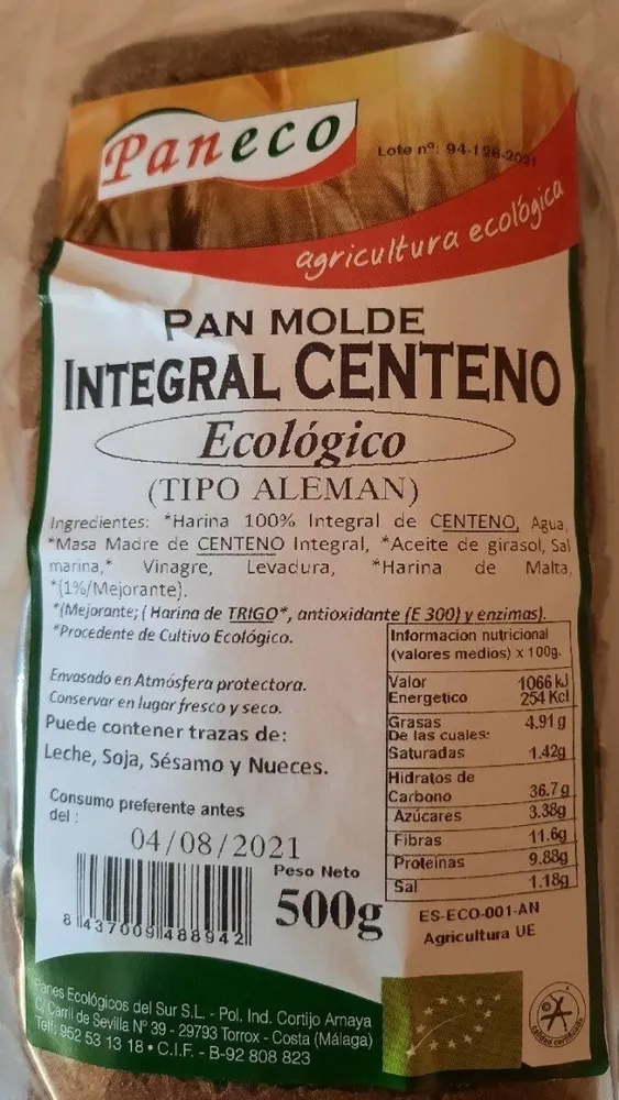 Pan molde integral centeno
