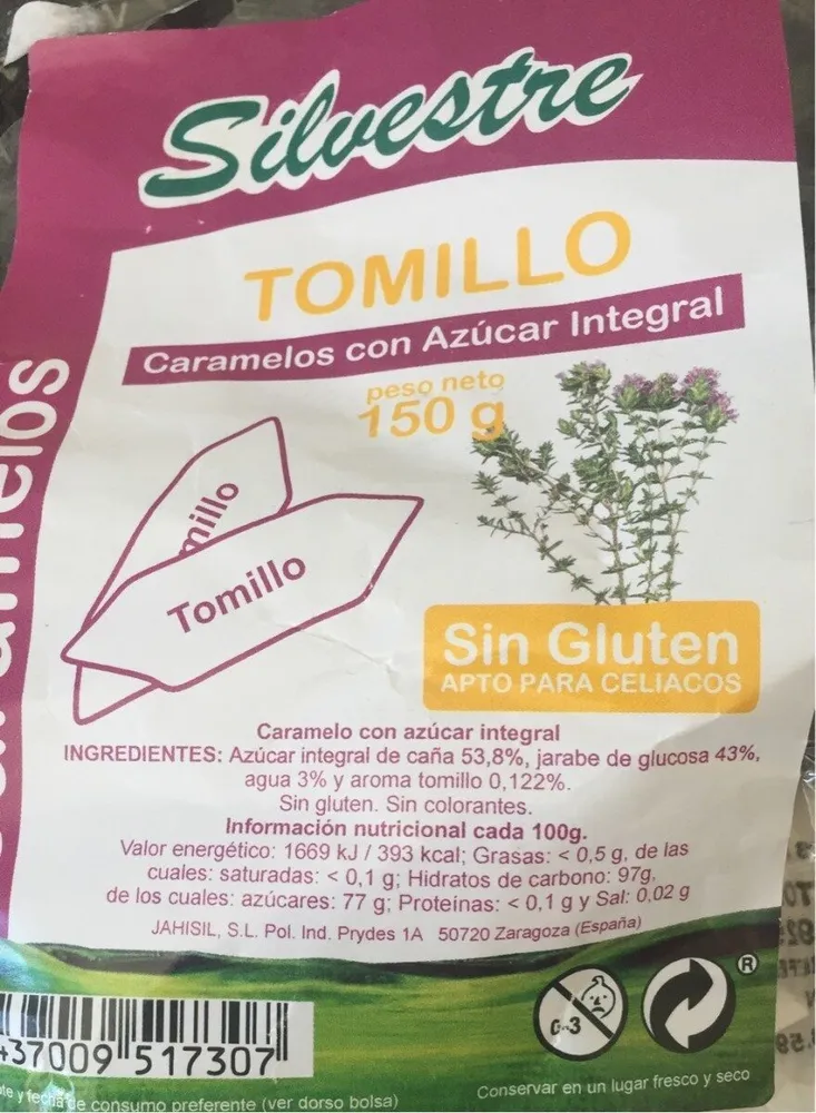 Caramelos con azúcar integral y tomillo