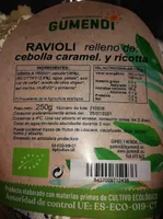 Ravioli relleno de cebolla caramelizada