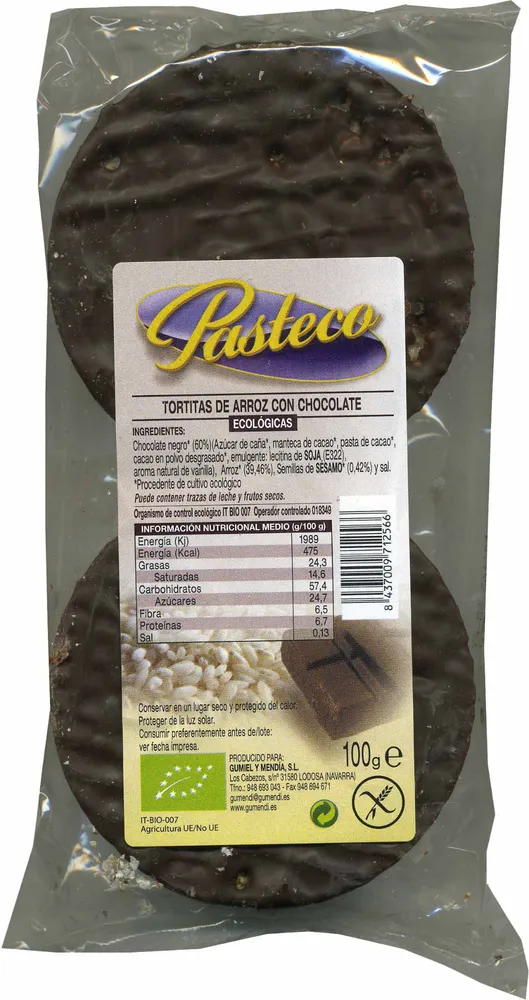 Tortitas de arroz con chocolate negro
