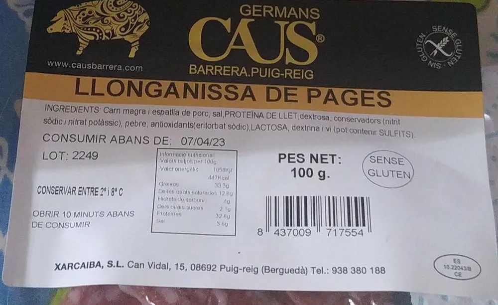 caus llonganissa de pages (salchichon