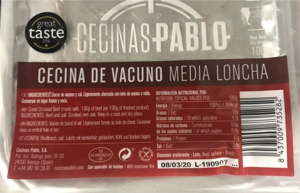 Cecina de vacuno