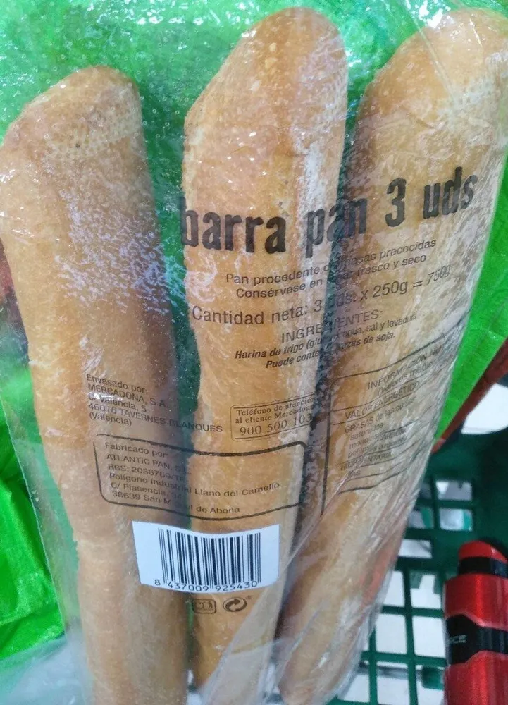 3 barras de pan