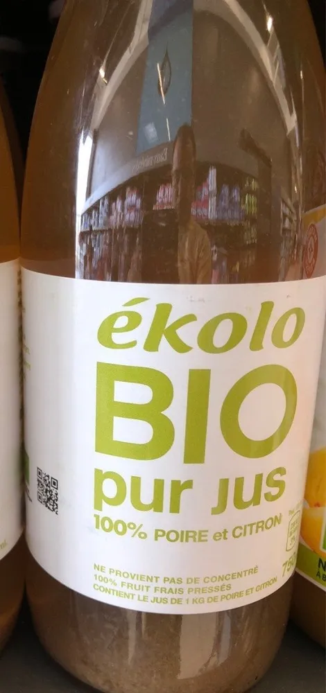Bio pur jus 100% poire et citron