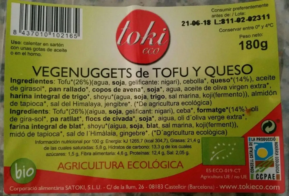 Vegenuggets de tofu y queso