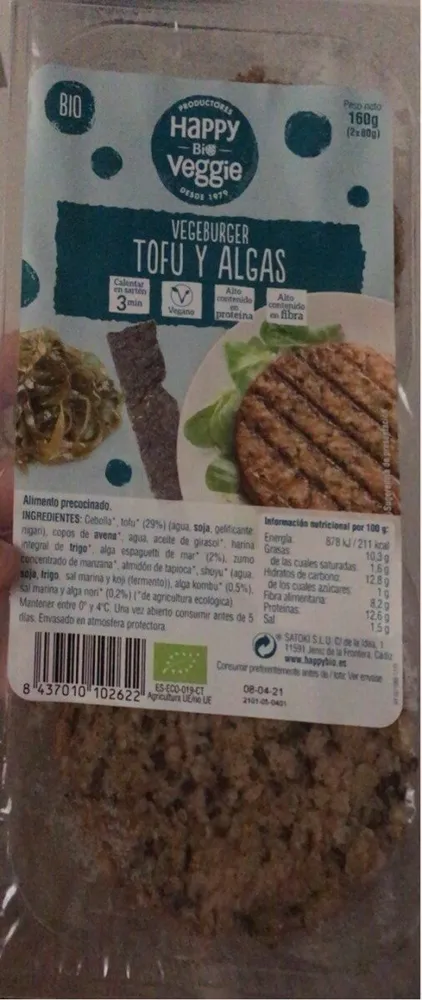 Vegeburguer tofu y algas