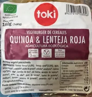 Vegeburger de cereales quinoa y lenteja roja