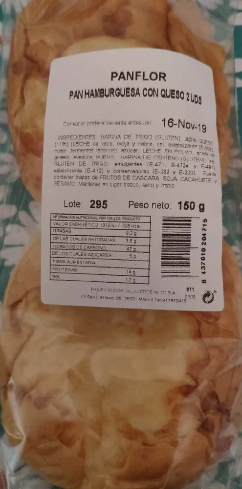Pan de hamburguesa con queso