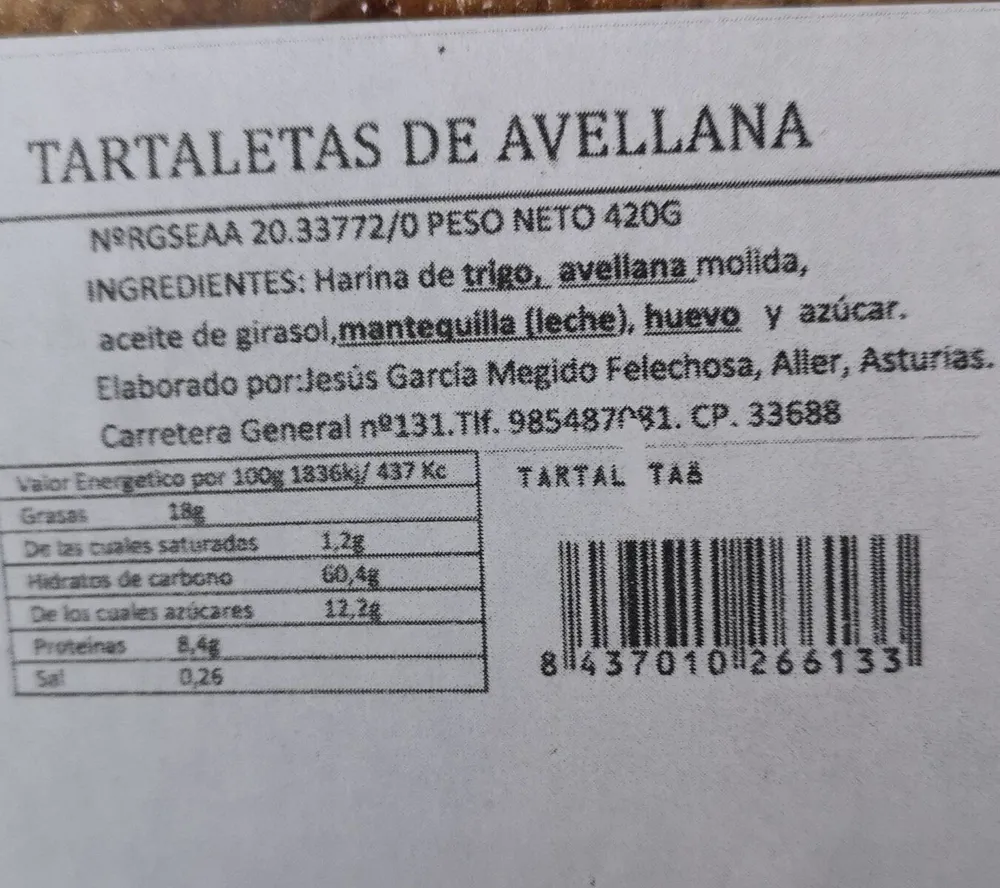 Tartaletas de avellana