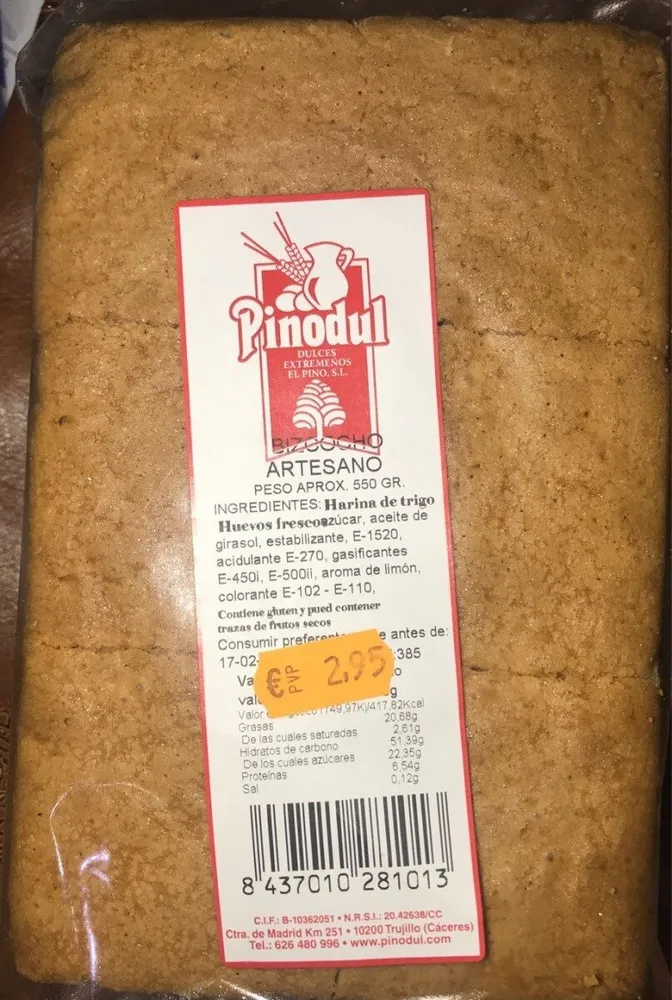 Bizcocho artesano Pinodul