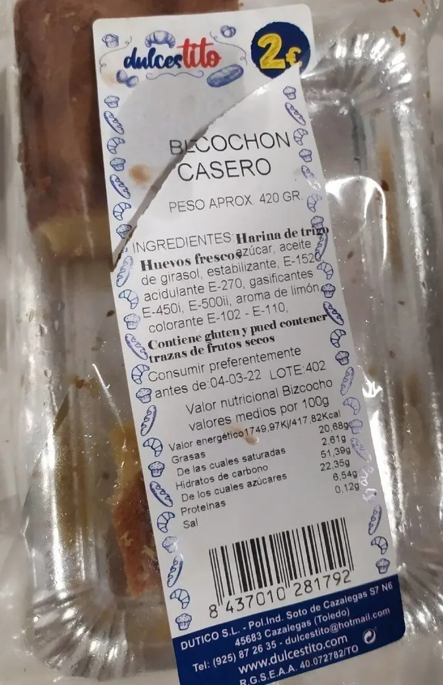 Bizcocho casero