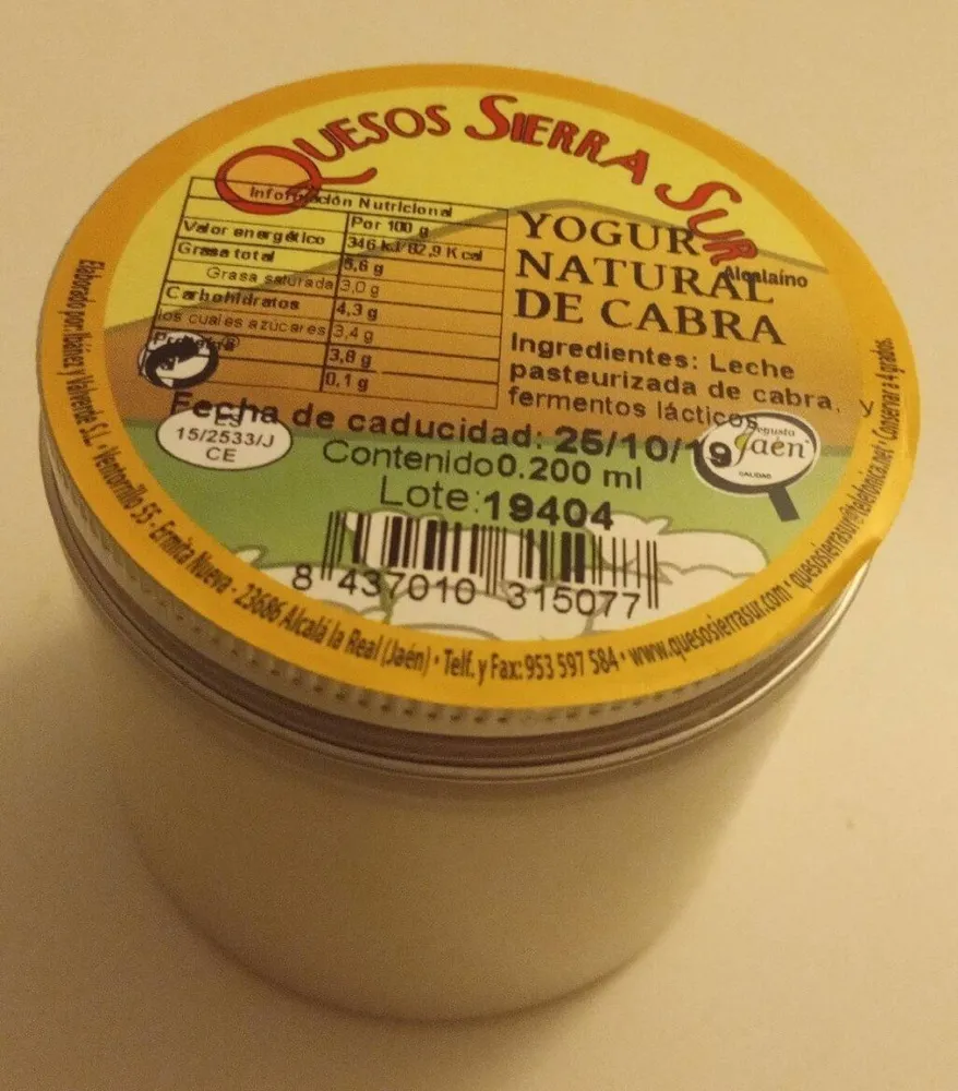 Yogur natural de cabra