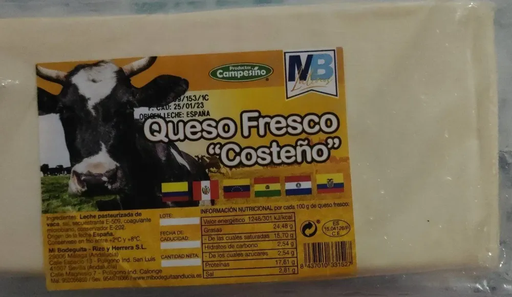Queso fresco costeño