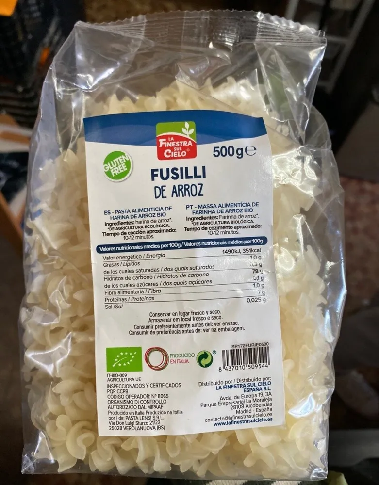 Fusilli de arroz