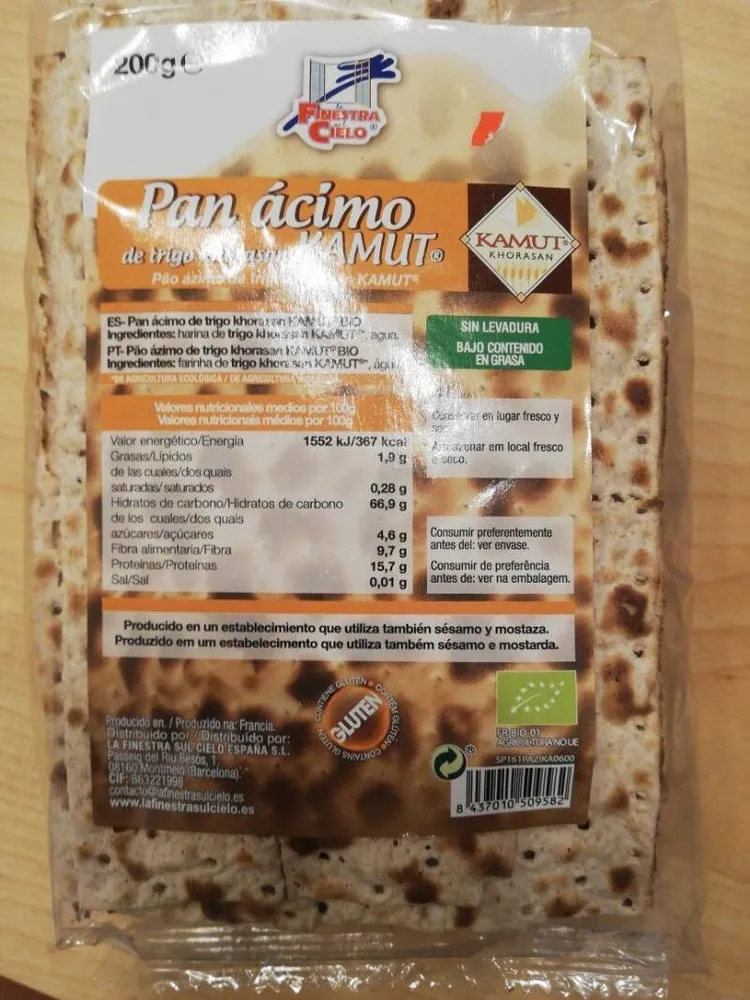 Pan ácimo kamut
