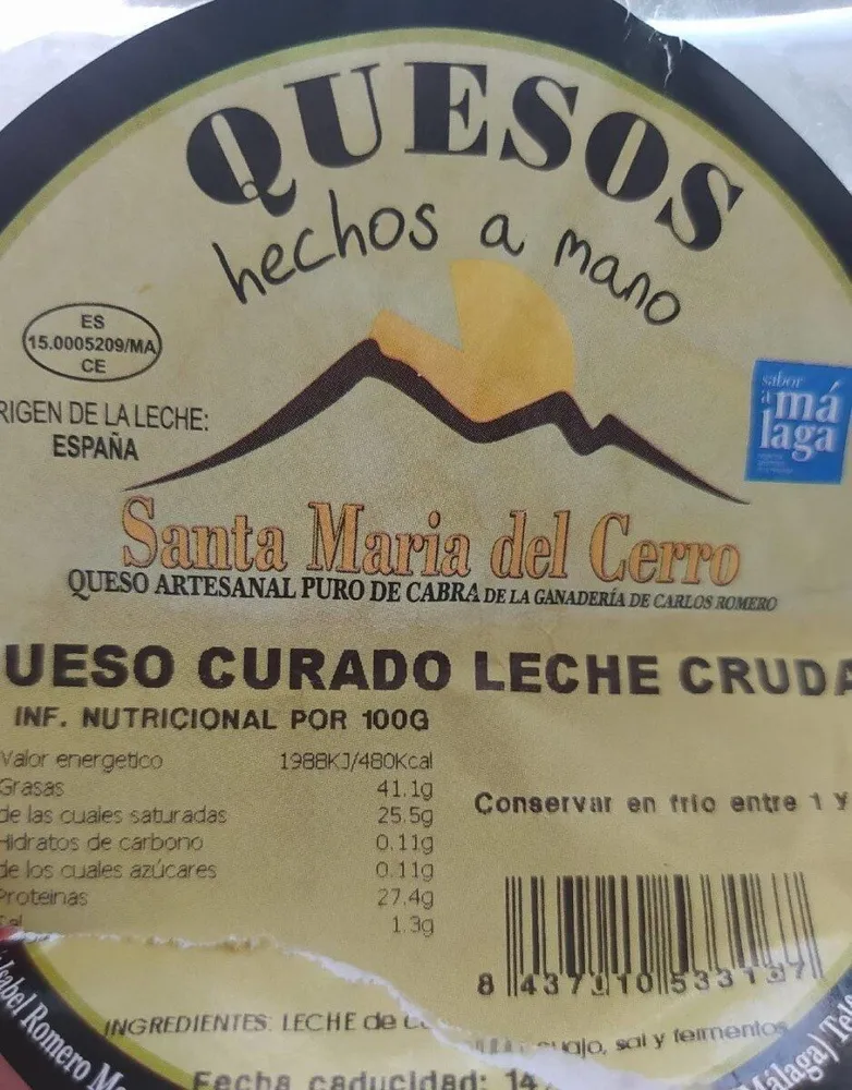 Queso curado de leche cruda