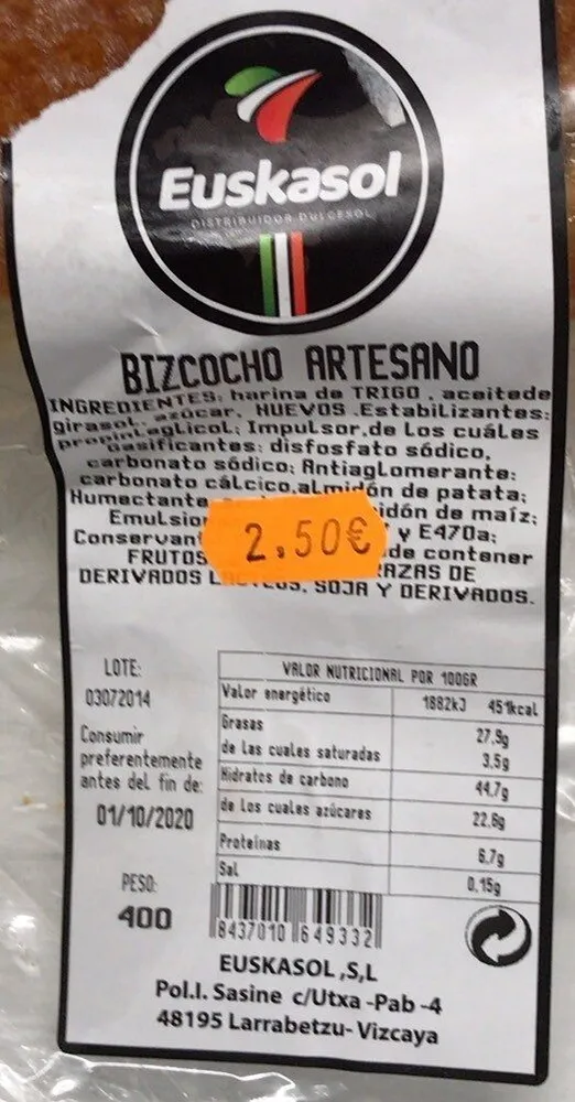 Bizcocho artesano