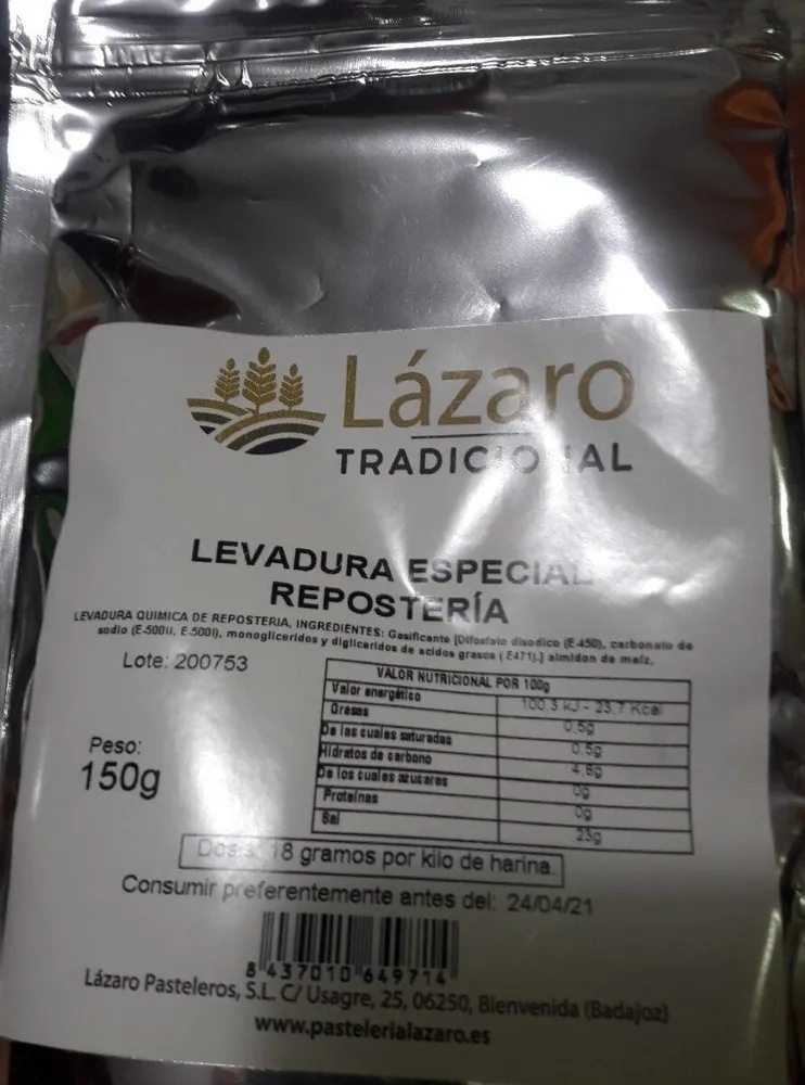 Levadura especial repostería Lázaro
