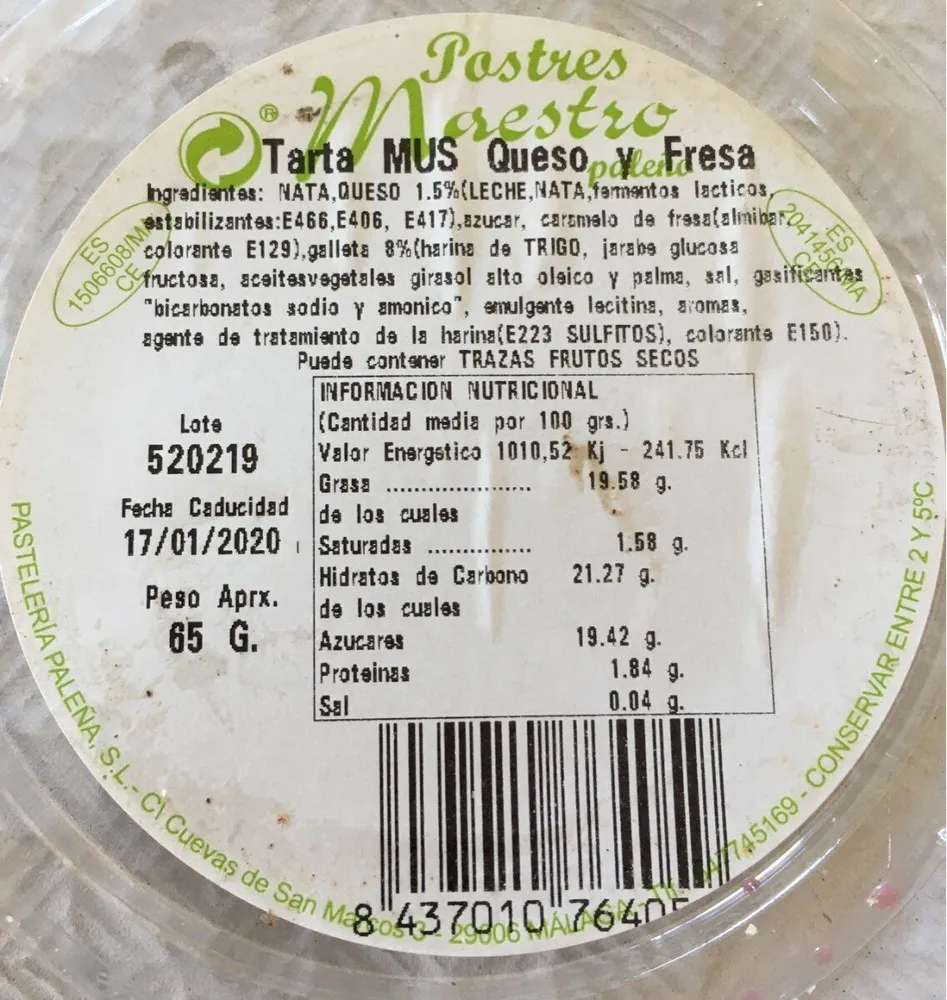 Tarta mus queso y fresa