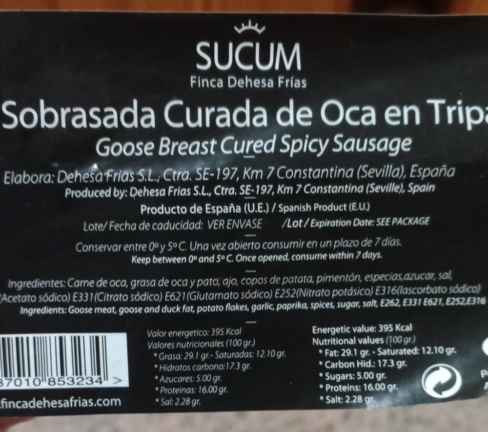 Sobrasada curada de Oca