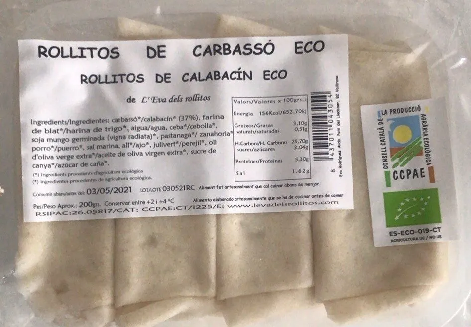 Rollitos de carbassó eco-rollitos de calabacín dco