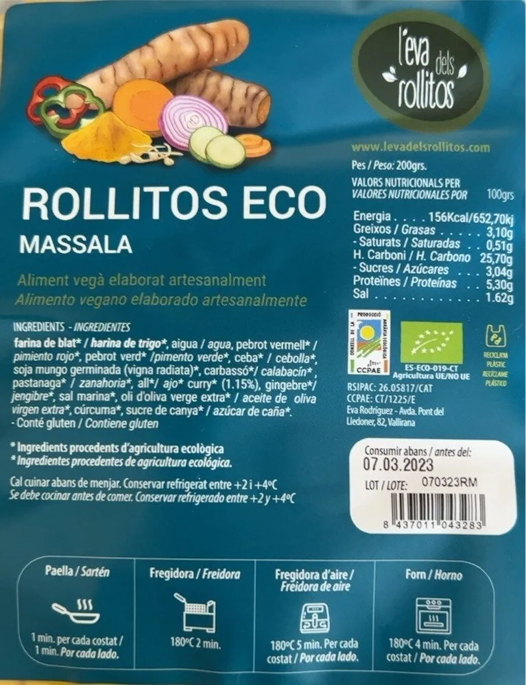 Rollitos eco Massala