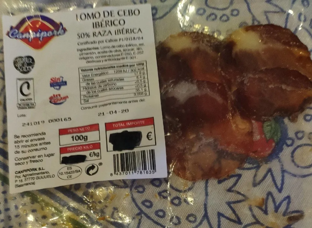 Lomo de cebo ibérico