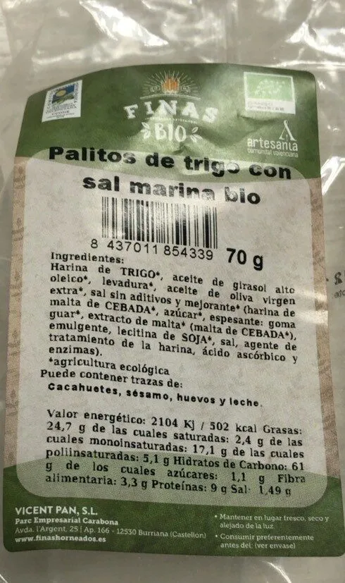 Palitos de trigo con sal marina