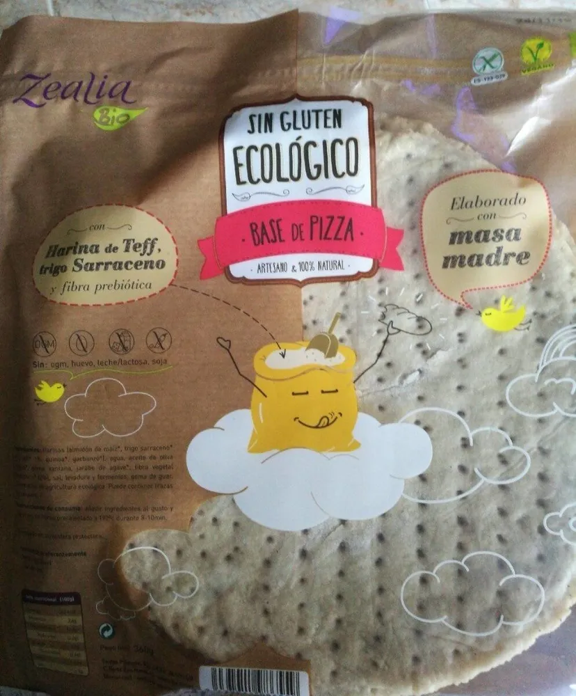 Base de pizza sin gluten ecológico