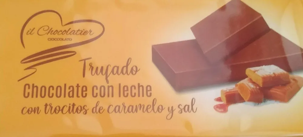 Trufado chocolate con leche con trocitos de caramelo y sal
