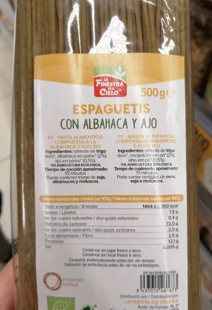 Espaguetis con albahaca y ajo