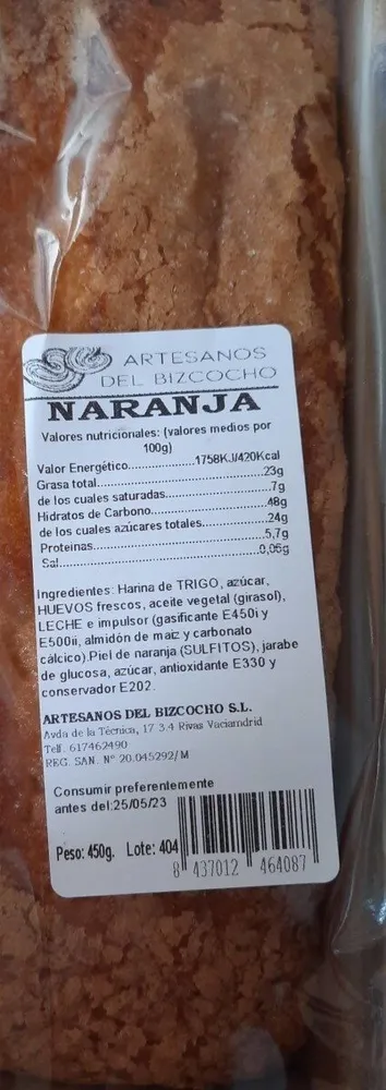 Bizcocho de Naranja