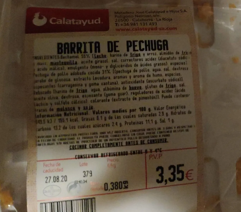 Barrita de pechuga