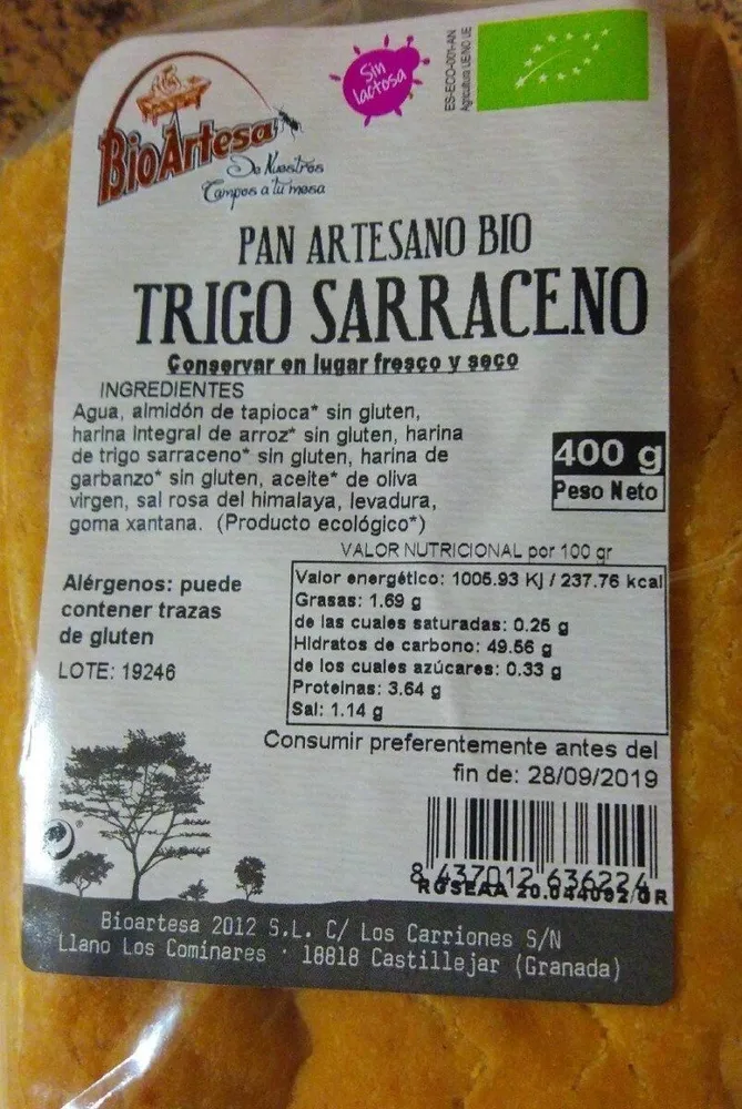 Pam artesanal bio trigo sarraceno