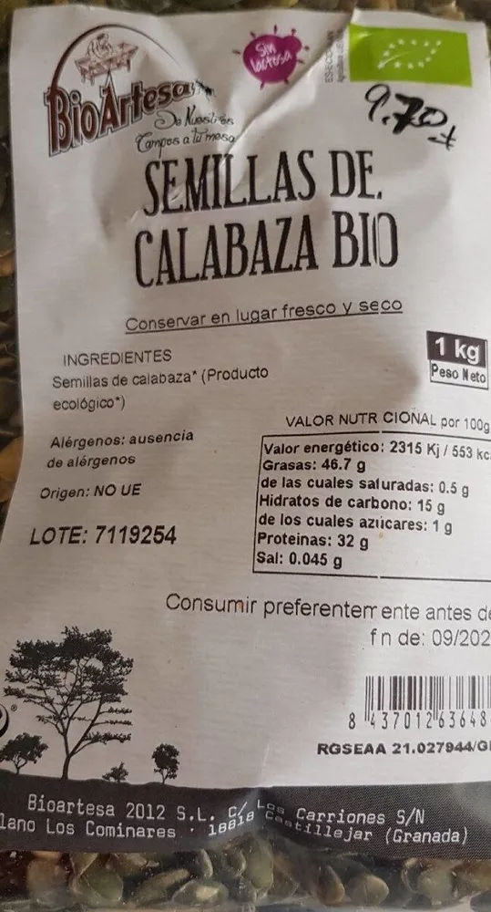 Semillas de calabaza bio