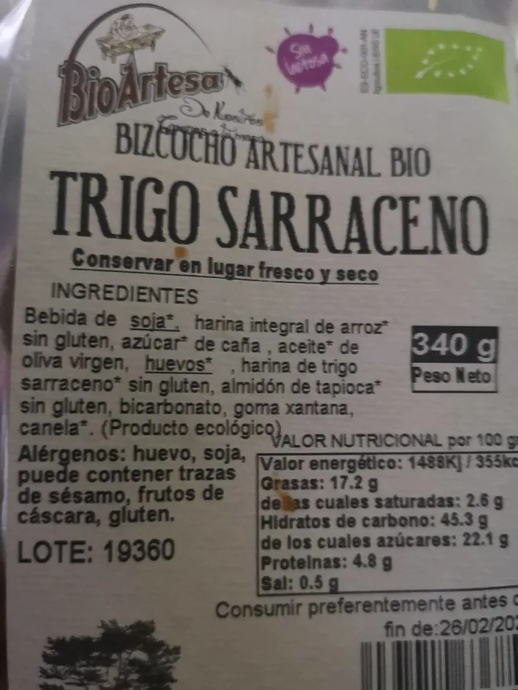 Bizcocho trigo sarraceno bio