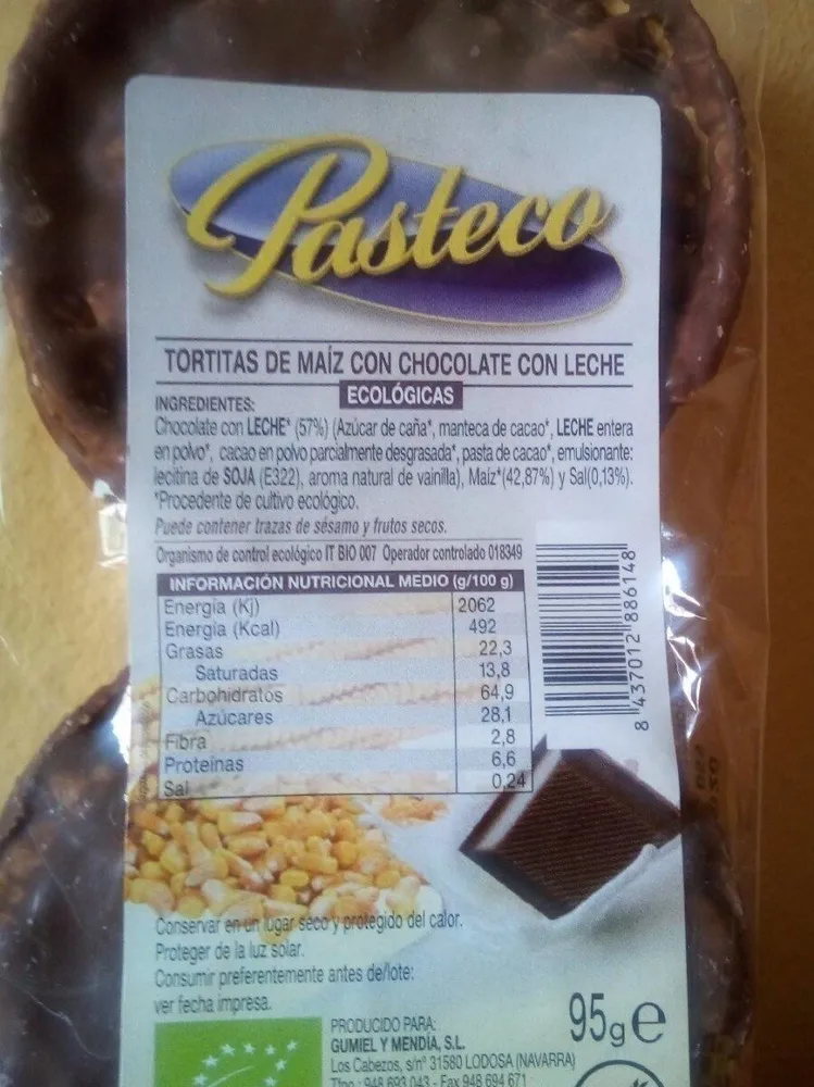 Tortitas de maíz con chocolate con leche