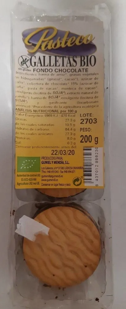 Pasteco galletas BIO. Fondo chocolate