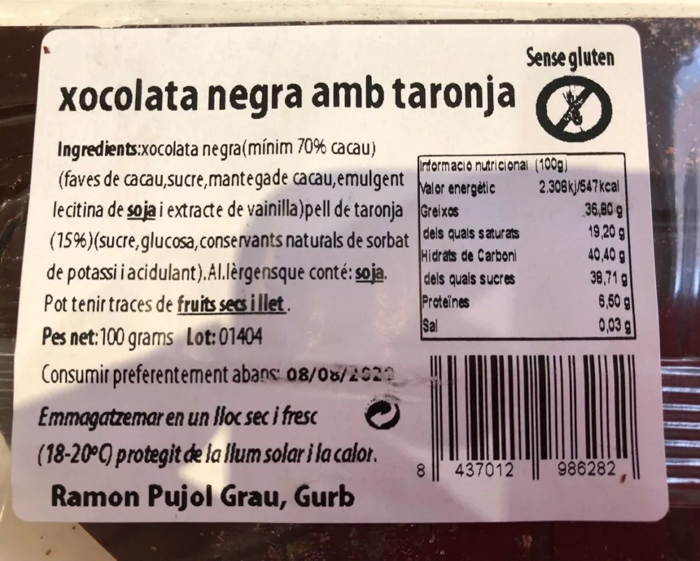 Xocalata negra amb taronja