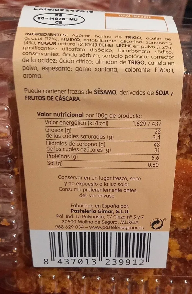 Bizcocho de zanahoria