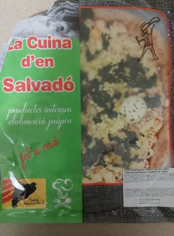 Pizza espincas i formatge de cabra