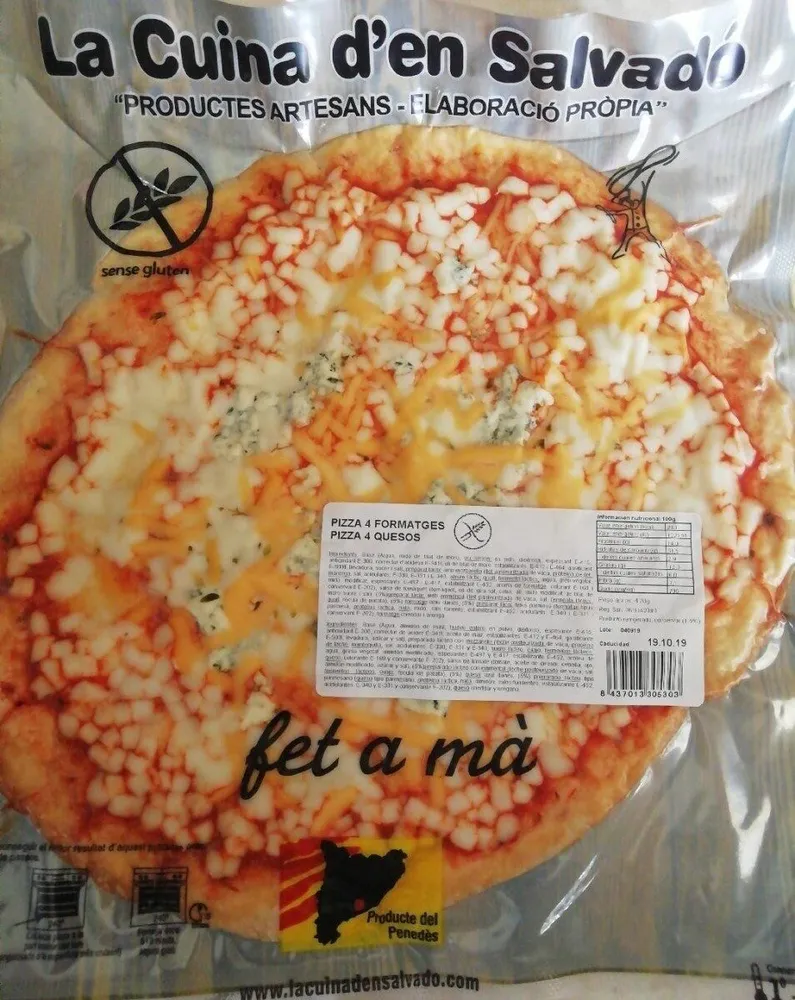 Pizza la cuina d'en salvador sense gluten, 4 formatges