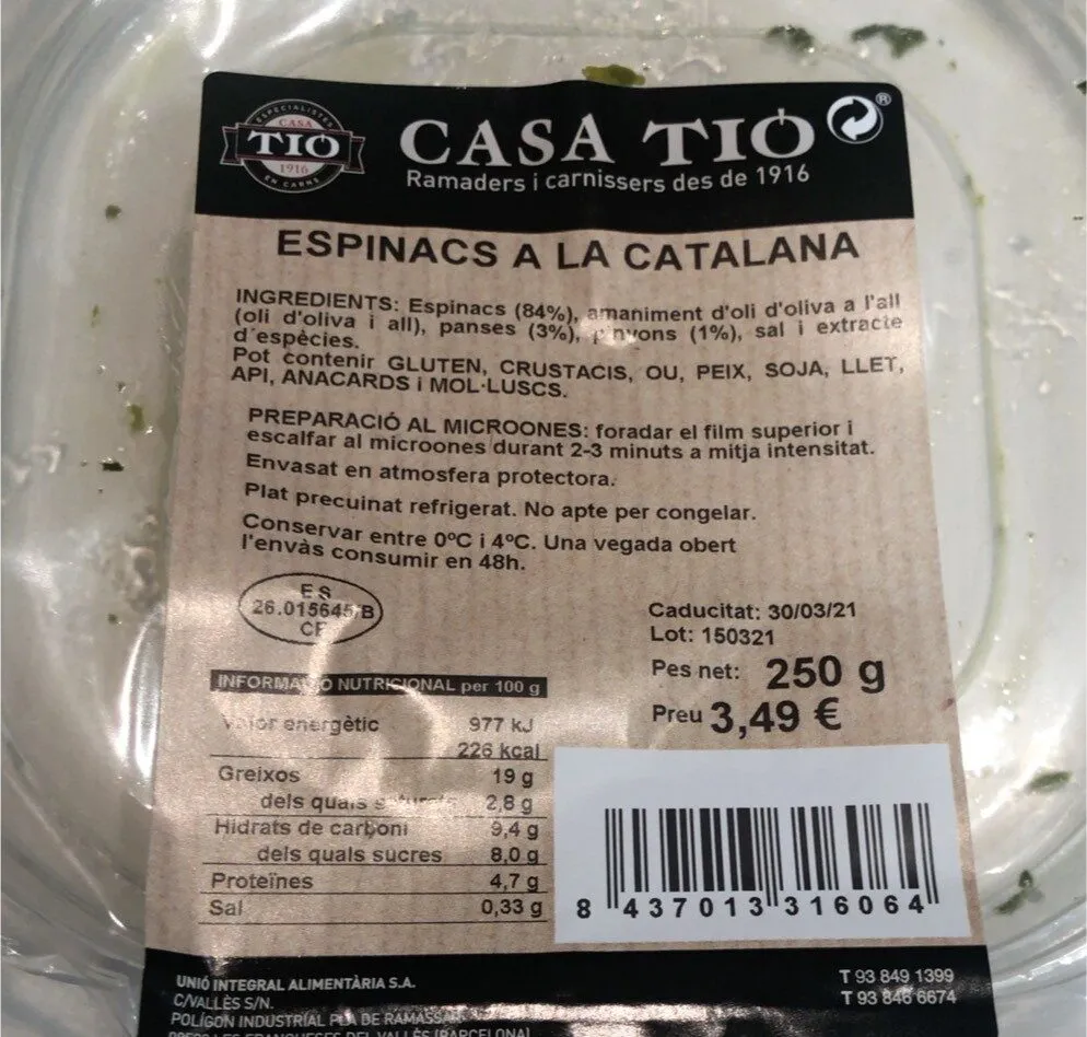 Espinacs a la caralana