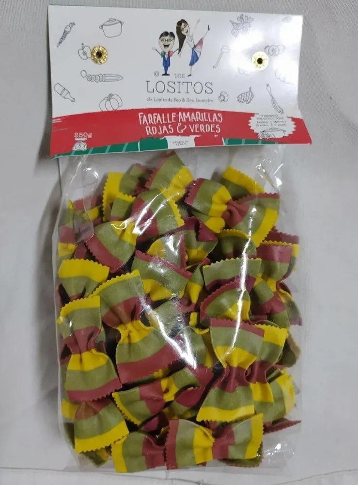 Farfalle amarillas Rojas y verdes