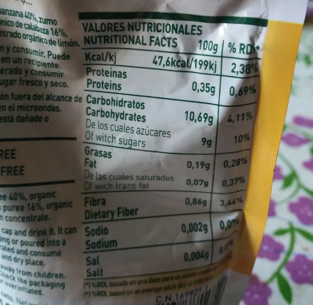Natural platano y calabaza ecológica