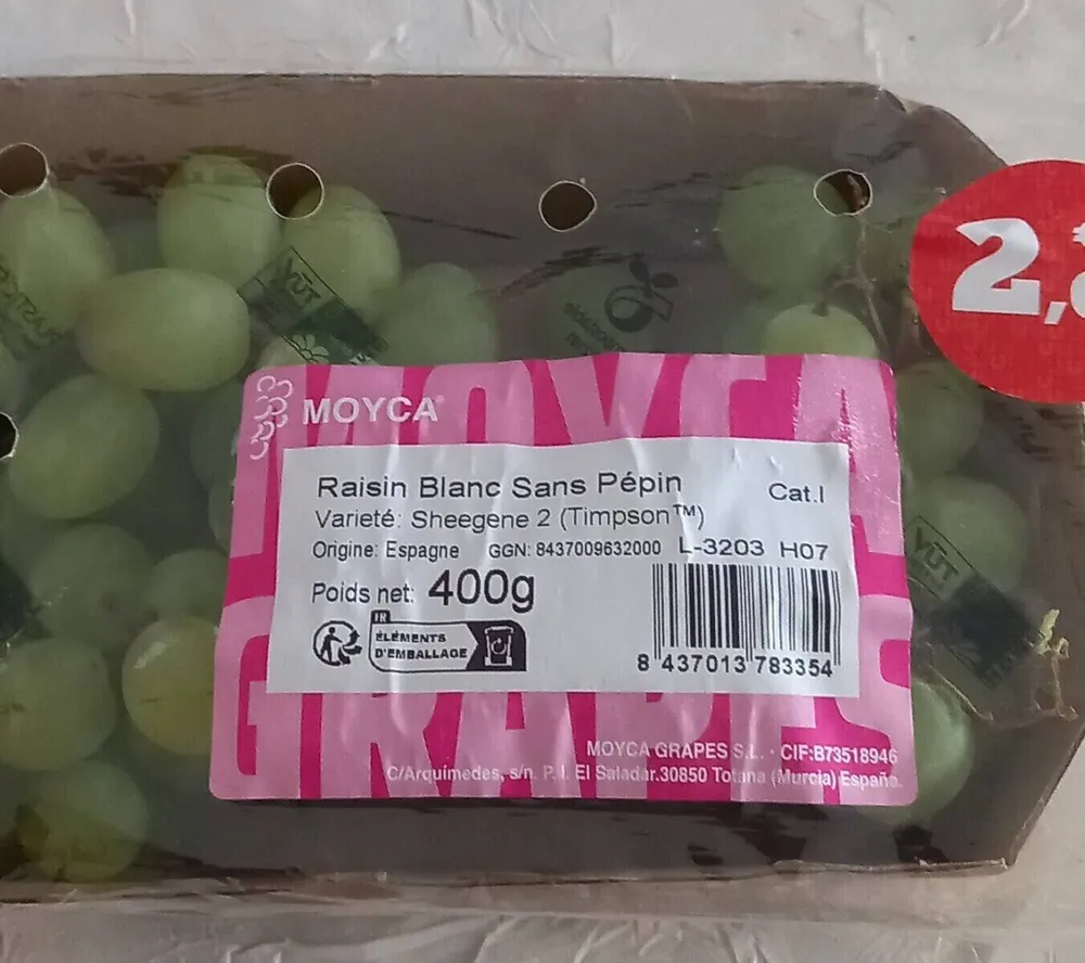 Raisin blanc sans pépin