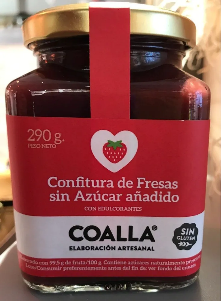 Confitura de fresas sin azúcar añadido