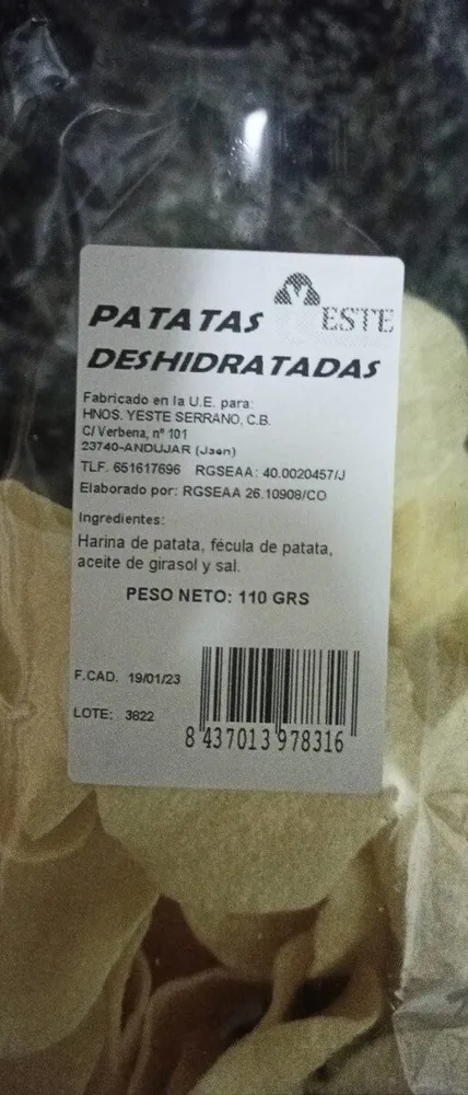 Patatas deshidratadas